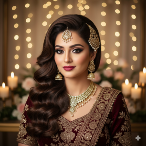 Elegant Wedding Waves with a Side Part