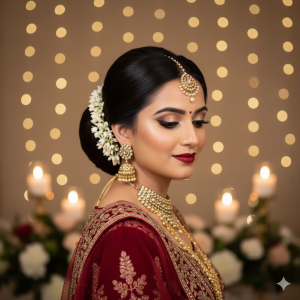 Classic Low Bun with Floral Accents