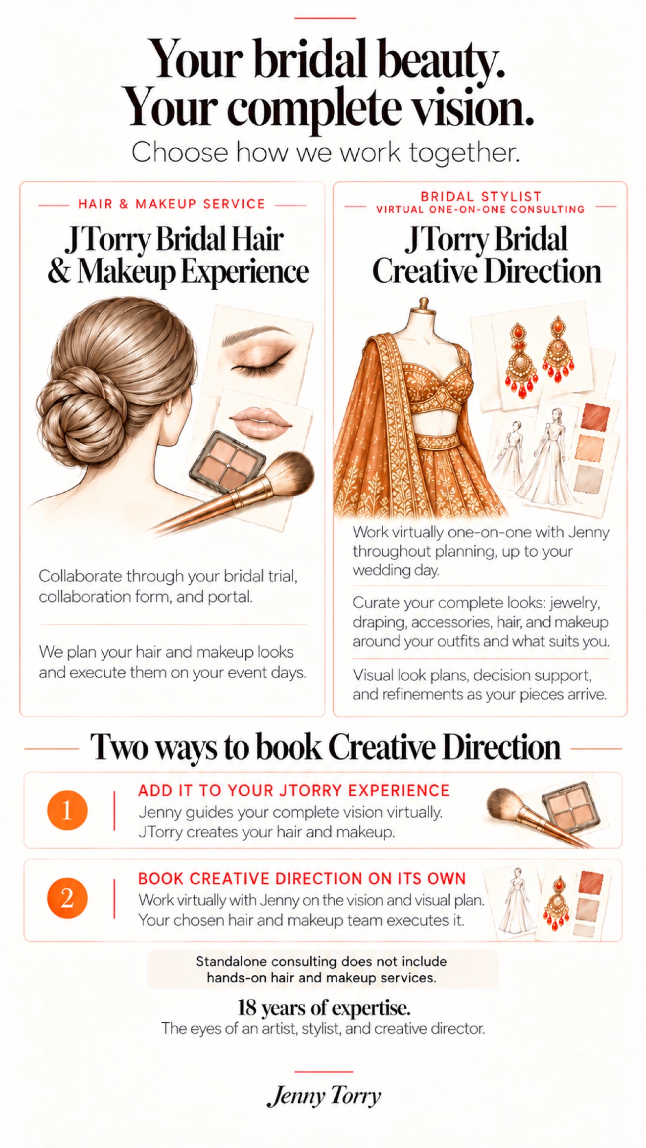 Your bridal beauty. Your complete vision. Choose how we work together.